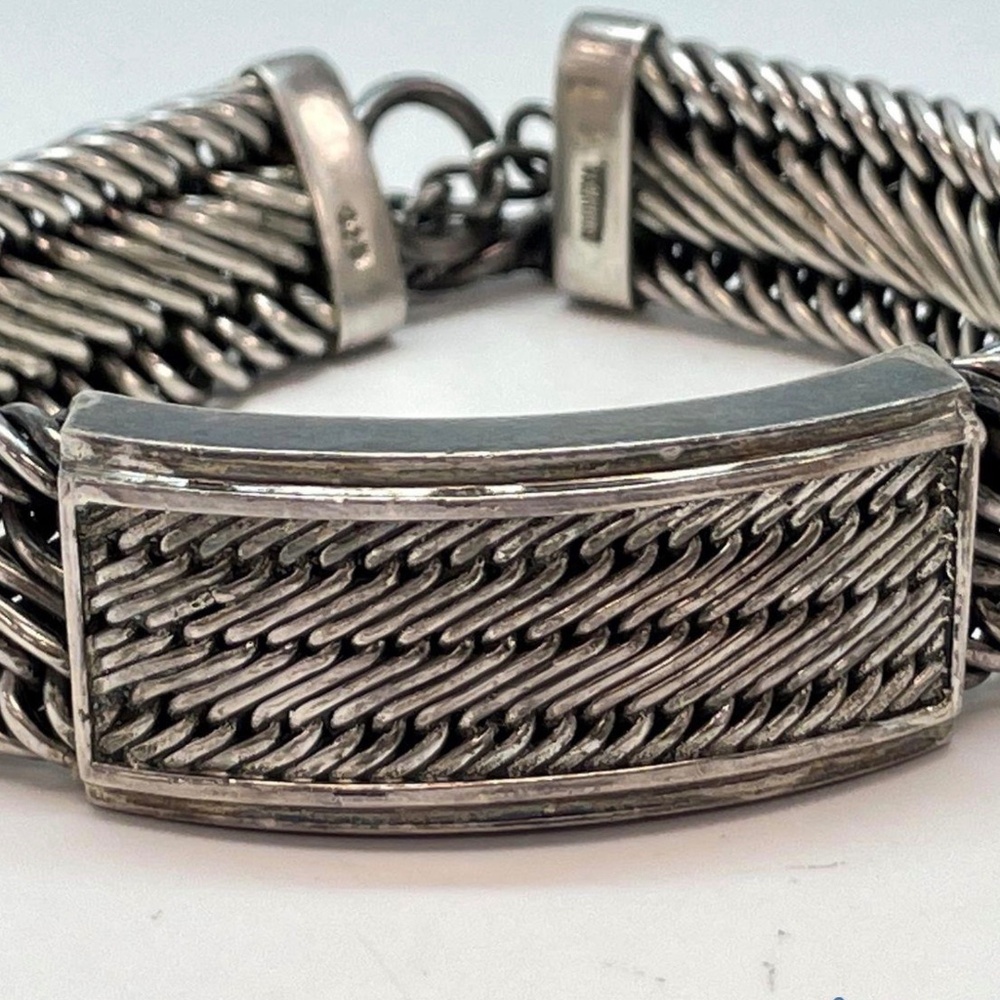 Vintage Lois Hill 925 Unique Wide Link Chain Maille Toggle Bracelet 71.0g